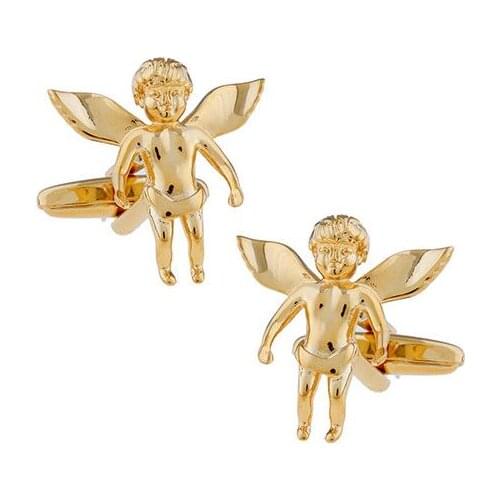 10pairs/lot Lovely Angel Cuff Links Copper Material Fairy Angel Cufflinks Gold&Silver Color Cuff Button Mens Jewelry Gift