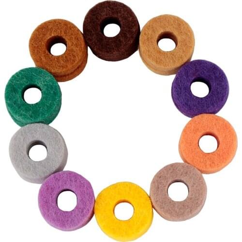10Pcs/ Pack Cymbal Stand Felt Washer Pad Replacement Round Soft for Drum Set Cymbals (Ran Color )