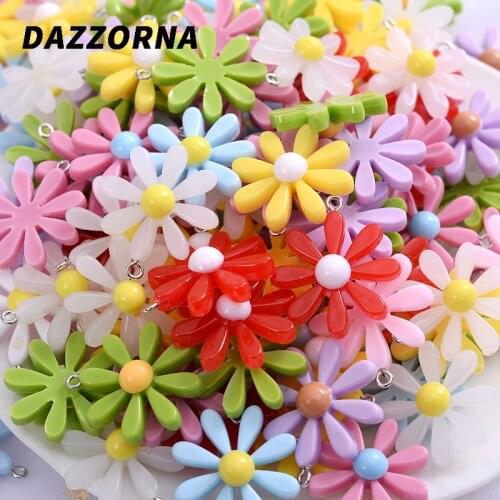 18/22/28mm Acrylic Flower Shape Pendants Beads 10-60Pcs/Lot Charm Jewelry Pendant Accesories For DIY Decoration Earring Keychain