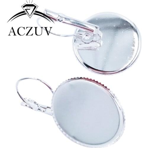 200Pcs 10mm 12mm 20mm 25mm Silver Plated Round Teeth Bezel Leverback Earring Blanks Cabochon Base Setting REBH002