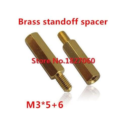 200pcs M3*5+6 Hex Brass Standoff Spacer Male to Female Brass Spacing Screws Column