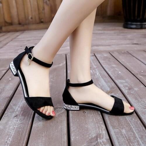 2021 Summer New Fish Mouth Low-heeled Velvet Bread with Womens Sandals Student Casual Trend Sandals Women