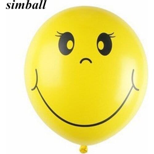 25pcs/lot 12 Inch Yellow Smile Face Latex Balloons Inflatable Wedding Decoration Air Balls Kids Birthday Party Balloons Supplies