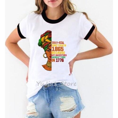 July 4th Juneteenth 1865 My Independence Day Graphic Print T-Shirt WomenS Clothing Black Girl Magic Tshirt Femme T Shirt Tops