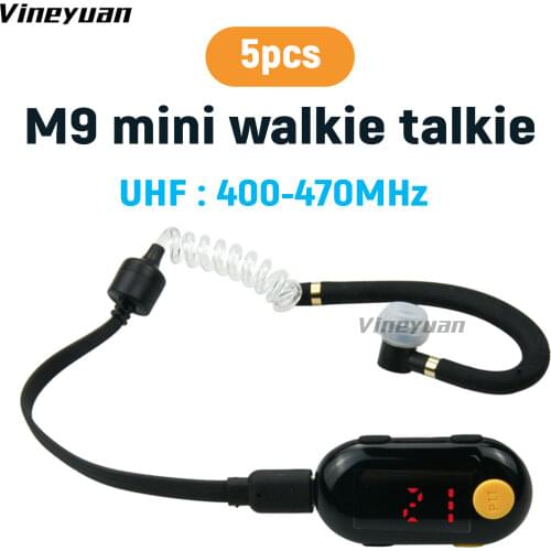 5 x Vineyuan M9 Mini Walkie Talkies UHF 400-470MHz 25 Channles Long Range Portable Two Way Radio with Headset