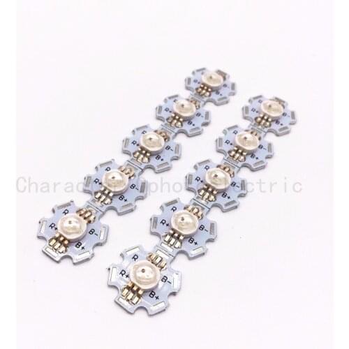 50pcs 6pin 3W RGB Color High Power LED Chip Light (RED+BLUE+ GREEN) for RGB led lamp With 20mm Star Base