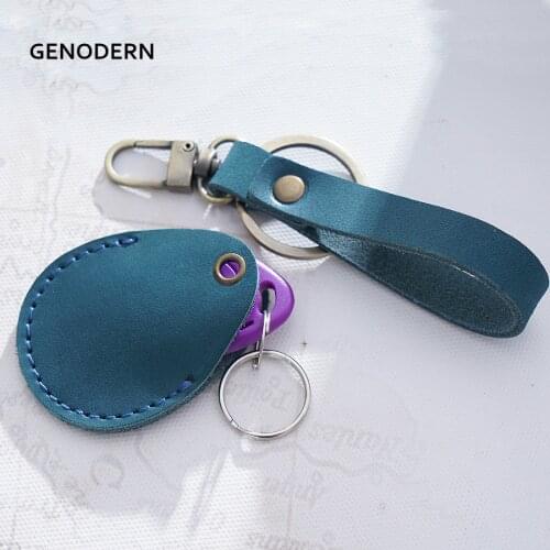 GENODERN Genuine Leather Key Holder for Men Women Entrance Guard Card ProtecterCrazy Horse Leather Housekeeper Keychain