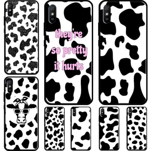 White Black Cow Symbol Pattern For Redmi Note 10 Pro Cover For Redmi Note 9 8 Pro 8T 7 9S Case For Redmi 9A 9T 9 9C 8A 7A