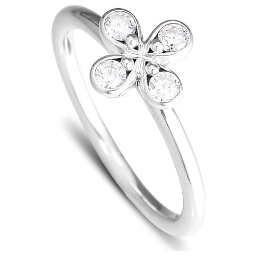 Four-Petal Flower Rings 100% 925 Sterling-Silver-Jewelry Free Shipping