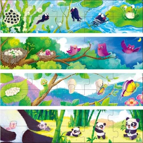 Baby Toy 40pcs Wooden Animals Growth Puzzle for Toddlers 2 In 1 Owl Panda Butterfly & Number 3d Puzzles Educational Infant Toys