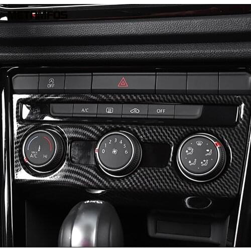 For Volkswagen T-Roc TROC 2017 2018 2019 Carbon Fiber Air Condition Switch Cover Trim Decorative Frame Interior Car Accessories