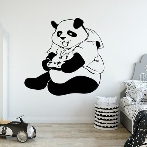 Game Gamer Wall Decal Panda Gamer Teen Room Video Game Wall Stickers Vinyl Removable Home Playroom Decoration Accessories C028