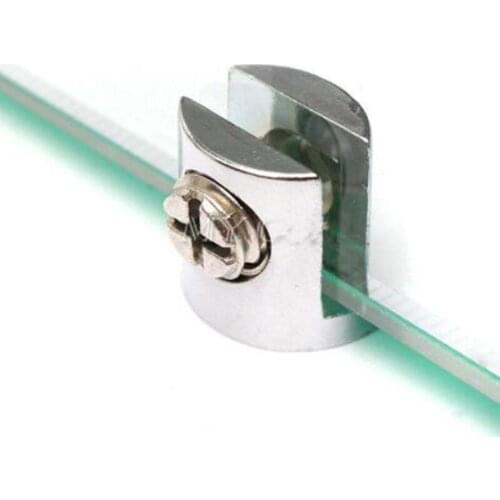 Glass Plated Brackets Zinc Chrome Alloy Shelf Holder Support Clamp Cylindrical Glass Clip Bookcase Wine Cabinet Glass Clip