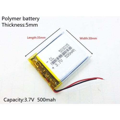3.7V 500mAh 503035 Lithium Polymer LiPo Rechargeable Battery For Mp3 Mp4 PAD DVD DIY E-book bluetooth
