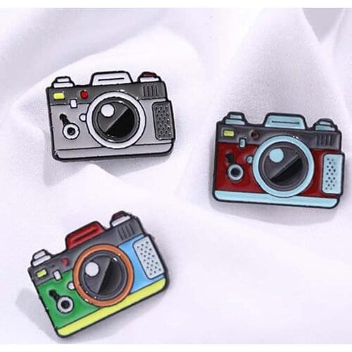 Cartoon Creative Brooches For Women 3 Color Rainbow Digital Camera Enamel Pins Coat Cap Backpack Photography And Kids Badge Gift