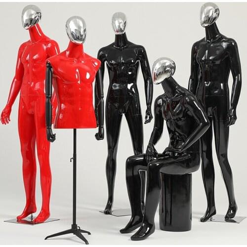 Men Full body Model Men Bright Red Bright Black Electroplate Head Mannequin Full Body Model