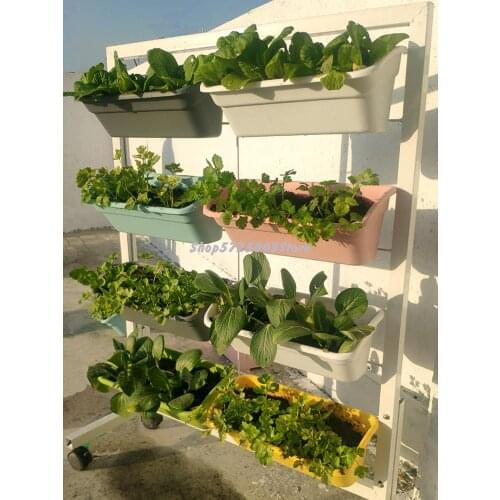 Floor-mounted wrought iron mobile flower pots, flower stands, balcony, vegetables, flowers, green plants, planting racks, with w