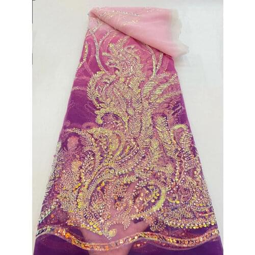 New Lace Fabric Bead Tube Sequin Embroidery French Tulle Mesh Design Sewing Party Dress Fashion Skirt Tube Top 5 Yards Wholesale