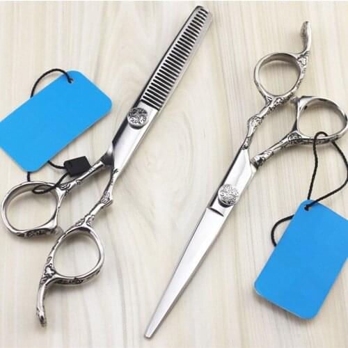 High quality Japan 440c steel 6 inch Plum cut hair scissors cutting barber haircut scissor thinning shears hairdressing scissors