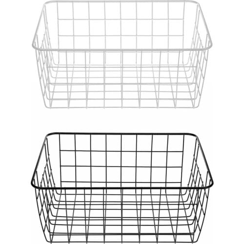 Stainless Iron Wire Organizer Holder Desktop Fruit Sundries Book Storage Basket Household Bathroom Kitchen Sundries Container