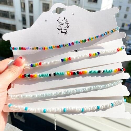 Simple Seed Beads Strand Necklace Women String Beaded Short Choker Necklaces Jewelry Chokers Necklace Gift 1pc