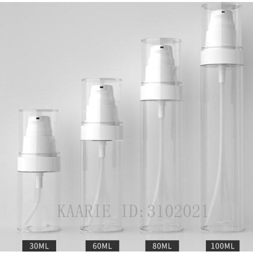 30ml60ml80ml100ml 20pcs/lot Emtpy Clear Cosmetic Lotion Pump Bottle, DIY Press Storage Containers, Portable High Quality Package