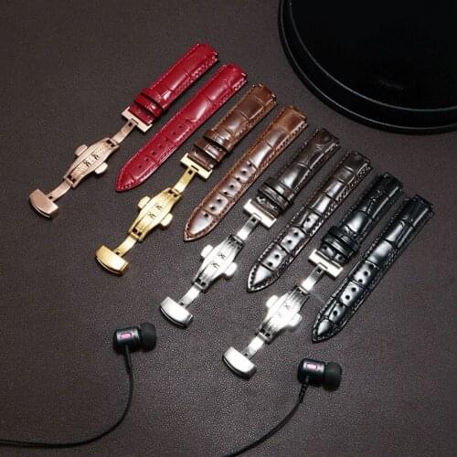 Cow leather watch band brown black red light brown bracelet Replacement strap for Cartier Blue balloon watch accessories