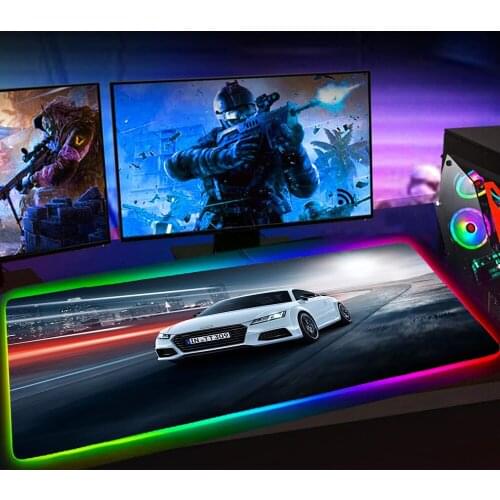 RGB CAR XXL 90X30CM Mouse Pad Gaming Mause Pad RS Mousepad Keyboard Mat Deskmat Rubber No-slip with Backlit AUDI Mausepad 25X35