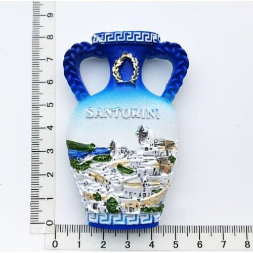 Santorini Greece)Fridge Magnet Creative Travel Commemorate Crafts 3D Ornaments Magnetism Resin Material Refrigerator Stickers