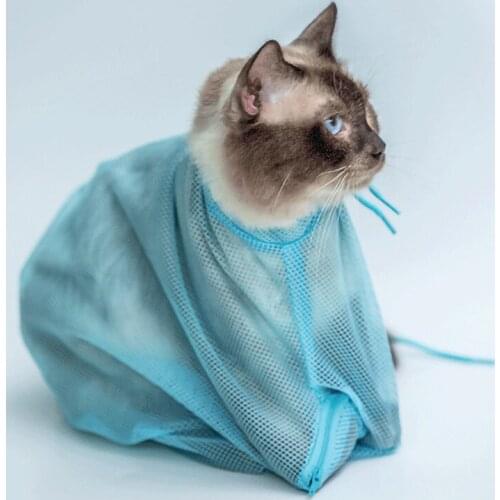 Mesh Cat Bathing Bag Cats Grooming Accessories Pet Washing Bags Kitten Bath Clean Bag No Scratching Bite Restraint Pet Supplies