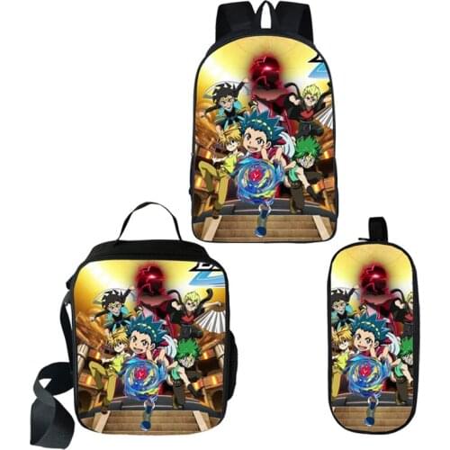 16 Inch School Backbags BEYBLADE BURST Knapsack Teenager Boys Girls Mochila Lunch Backpack Kids Travel Rucksack With Pencil Case