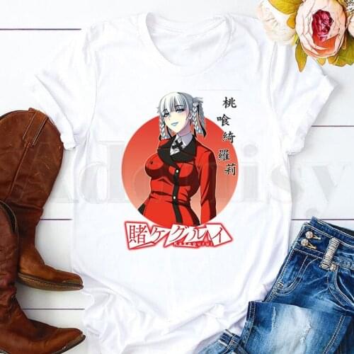 Yumeko Jabami Kakegurui Harajuku Yomoduki Runa Short Sleeve Female Tops Tees Harajuku VintageT Shirts Womens T-shirt