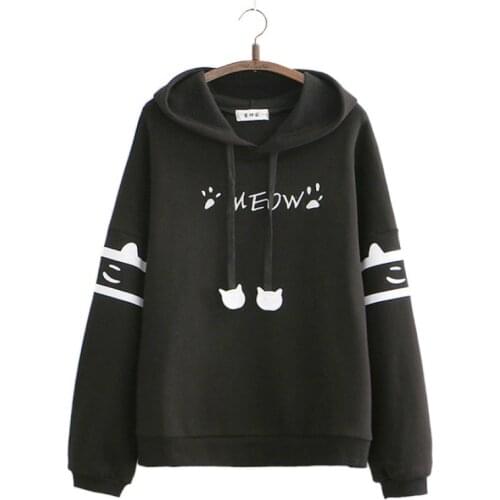 Harajuku Letter Print Fleece Casual Hoodies Women 2020 Winter Full Sleeve Hooded Sweet Styl Korean Ladies Pullover Top