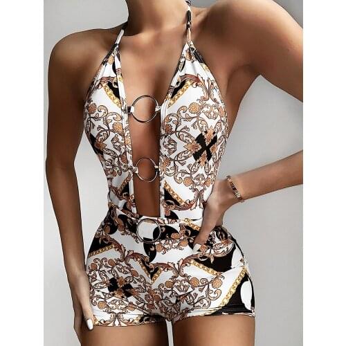 ZAFILLE Womens Swimsuit Push Up Monokini Bathing Suit Womens Swimwear and Beachwear Metal Button Swimsuit one Piece Badysuit