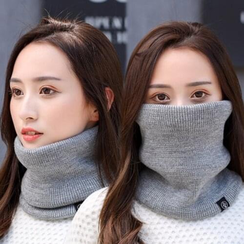 Female Knit Woolen Pulloves False Collar Warm Scarve Unisex Winter Plush Thicken Elastic Windproof Cycling Neck Guard Scarf O8