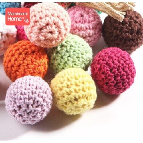 Mamihome 10pcs 20mm Crochet Beads Chewing Original Wooden Teething Handmade Making Barcelet Necklace Wooden Blank Knitting Beads