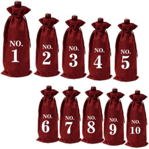 10 Pc 15*35cm Rustic Jute Burlap Wine Bags Drawstring Wine Bottle Covers Reusable Bottle Wrap Gift Package Wine Bags