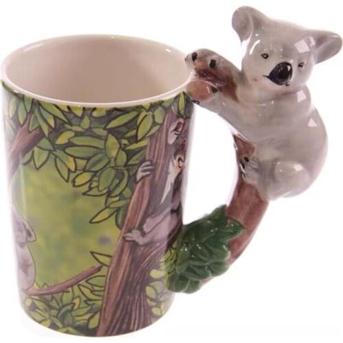 300ml 3D Creative Parrot Koala Frog Ceramic Mugs Cartoon Bottle Hand Drawn Animal Coffee Mug Gift High Capacity Porcelain Cup