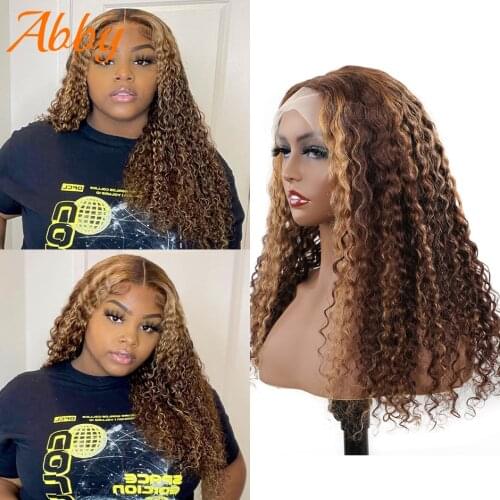 4/27 Highlight Wigs Brazilian Water Wave Wigs Highlight Lace Front Human Hair Wigs Honey Blonde Ombre Colored Lace Closure Wigs