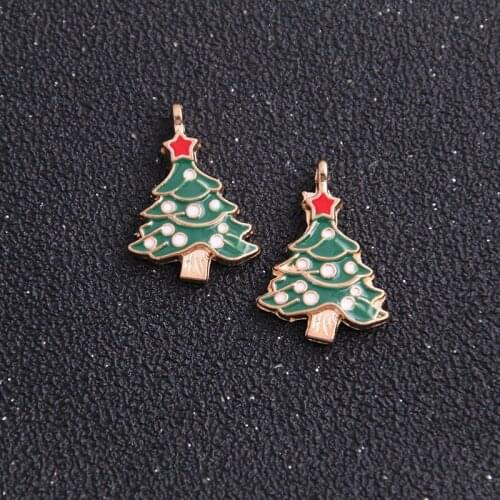 4pcs Mix Size/Style Alloy Metal Drop Oil Christmas Tree Santa Claus Charms Pendant For DIY Bracelet Necklace Jewelry Making