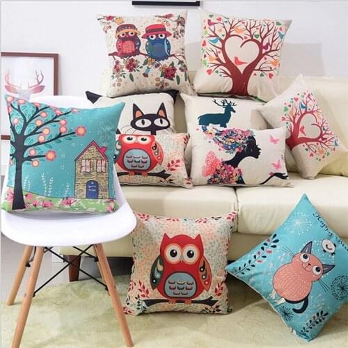 45x45cm Cartoons Pattern Home Decorative Cushion Case Cover Animal Cat Elephant Pillows Case Car Sofa Printing Bedroom Decor