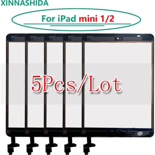 5pcs/lot Touch Screen For iPad Mini1 A1432 A1454 A1455 Mini2 A1489 A1490 Touch Screen Digitizer + IC Chip Connector Flex