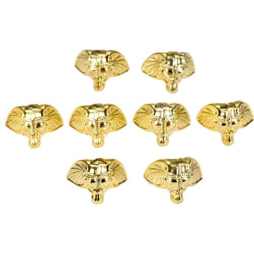 8pcs Gold Plastic Elephant Jewelry Chest Box Wood Case Decorative Protection Feet Leg Edge Cover Corner Protector Guard 28*23mm