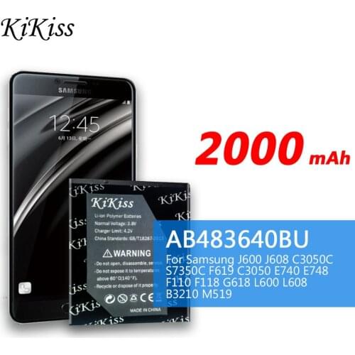 2000mAh AB483640BU For Samsung battery SL-M608 J600 J608 B3210 C3050 E740 E748 F110 F118 F619 G618 J218 battery
