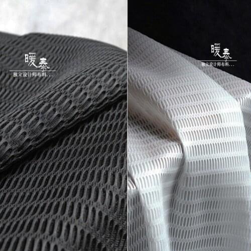 Oval Stiff Hollow-out Mesh Fabric Black White Air Layer DIY Decor Patchwork Skirt Dress Modeling Designer Fabric
