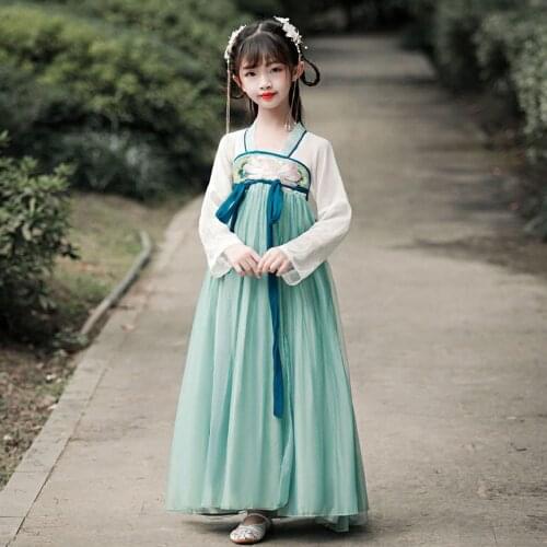 Childrens Hanfu Chinese Ancient Traditional Folk Dance Stage Performance Show Girl Costume Retro Singers Princess Fairy Dress