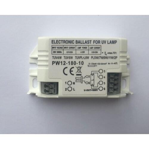 Balastro electrónico de lámpara germicida de PW12-180-10, 230V, 4W, 6W, 8W, para lámpara PL5W, 7W, 9W, 11W y 2P [certificado CE