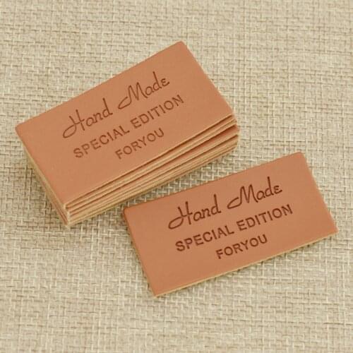 50pcs Handmade Sewing Clothes Decoration For PU Leather Labels Jeans Bags Shoes Tags Accessories