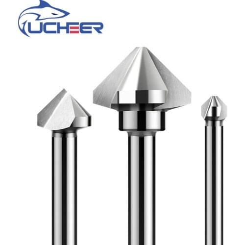 UCHEER 3 Flute 90 degree HSS Countersink chamfering too Wood Steel Chamfer Cutter Power Tool 4.5 to 50mm