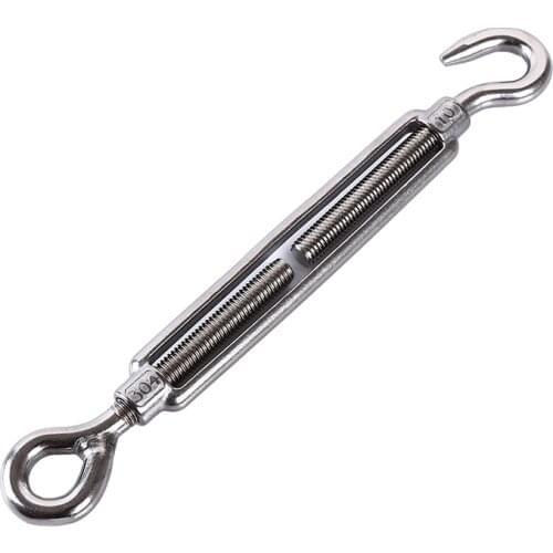 M4/M5/M6/M8/M10/M12 Stainless Steel Turnbuckle Hook Rigging Eye Screw Wire Rope Tensioning Tightener Tight Rope Bolt Connector